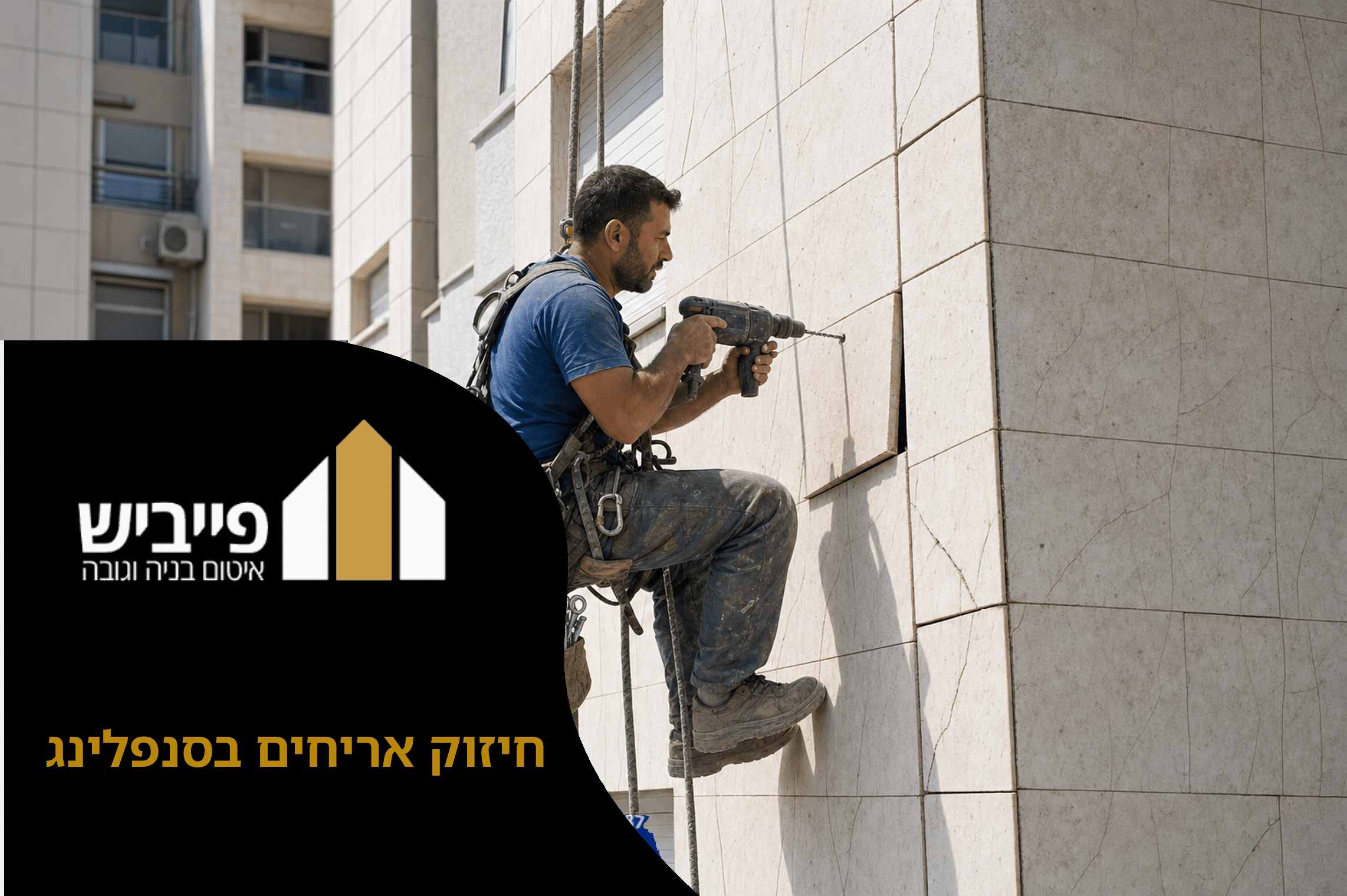 חיזוק אריחים בסנפלינג — קבלן מוסמך מחזק אריח רעוע בחזית בניין באמצעות בורגי נירוסטה
