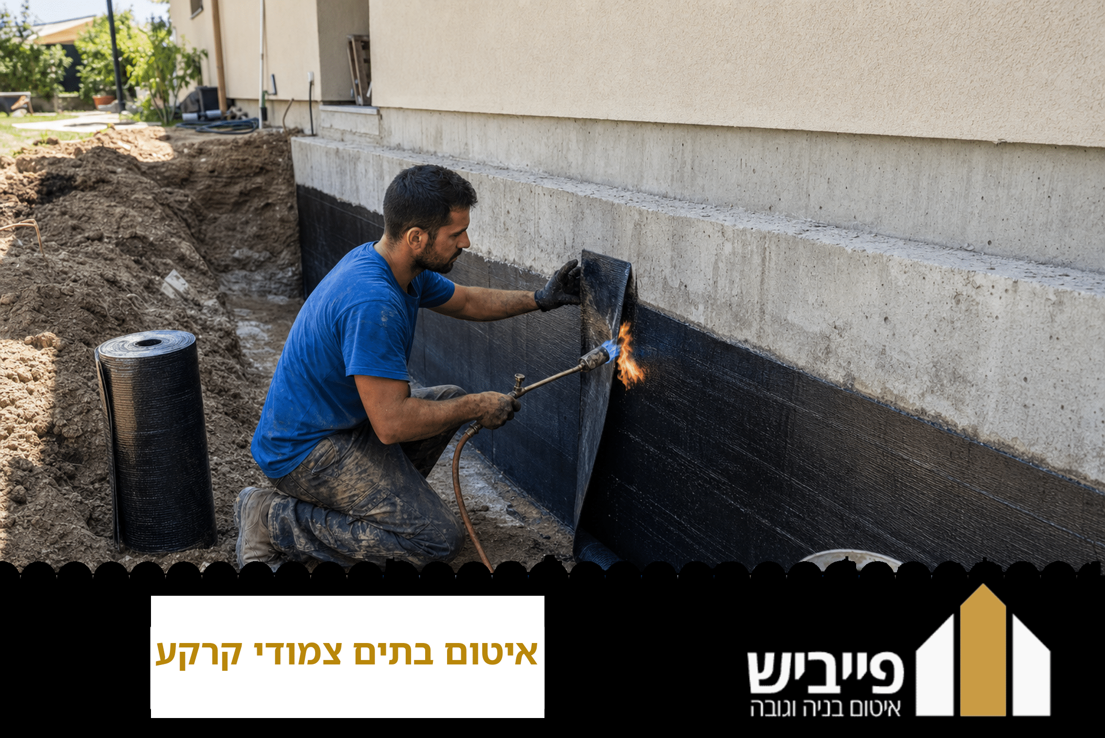 בית צמוד קרקע עם איטום קיר חיצוני ושכבת ניקוז — פייביש איטום בנייה וגובה