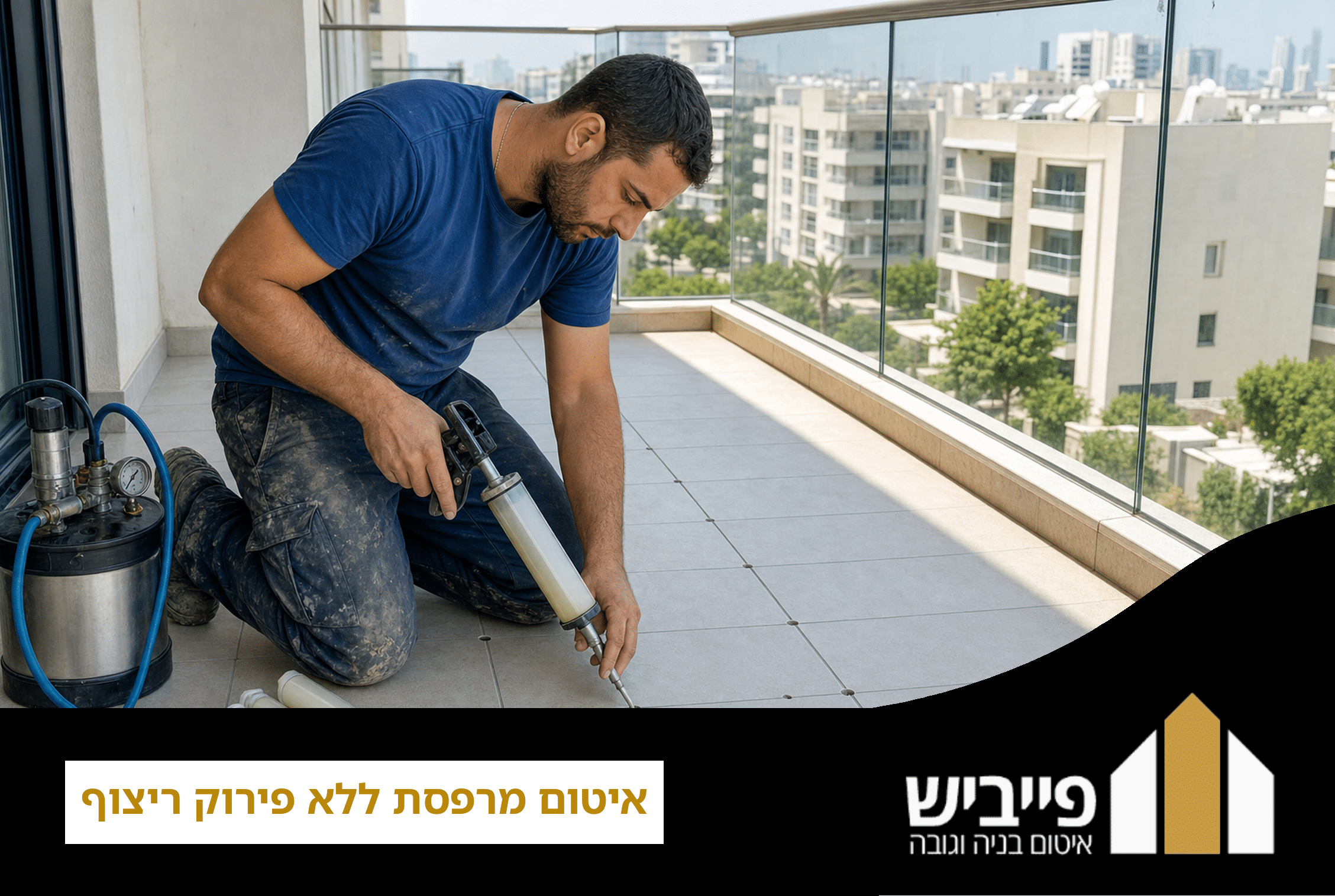 איטום מרפסת ללא פירוק ריצוף בתהליך הזרקה מקצועי על ידי פייביש — קבלן רשום מס' 38555