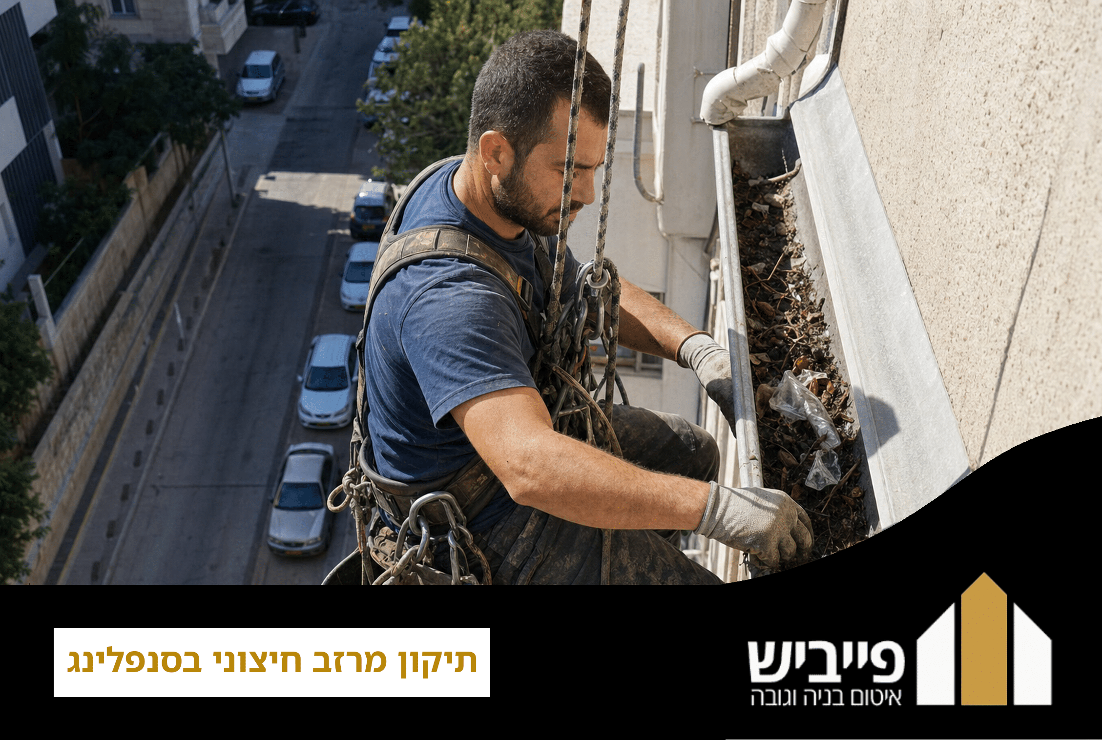 תיקון מרזב חיצוני בסנפלינג