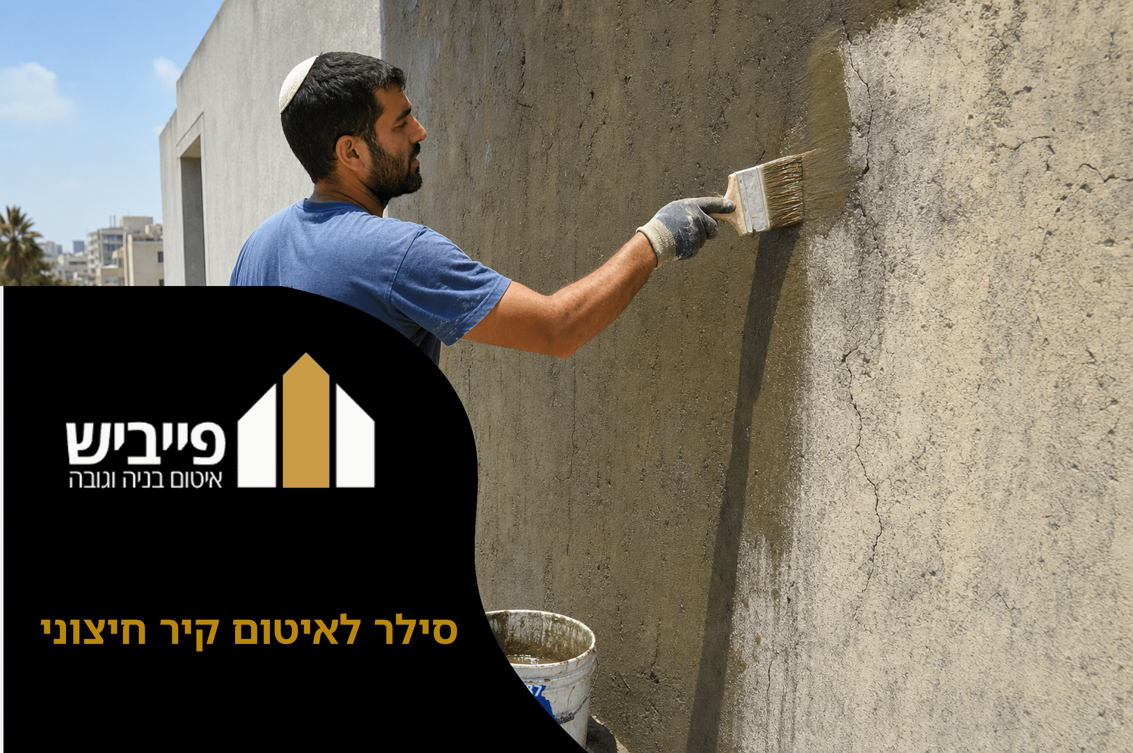 קיר חיצוני לאחר מריחת סילר איכותי לאיטום ומניעת חדירת מים ורטיבות