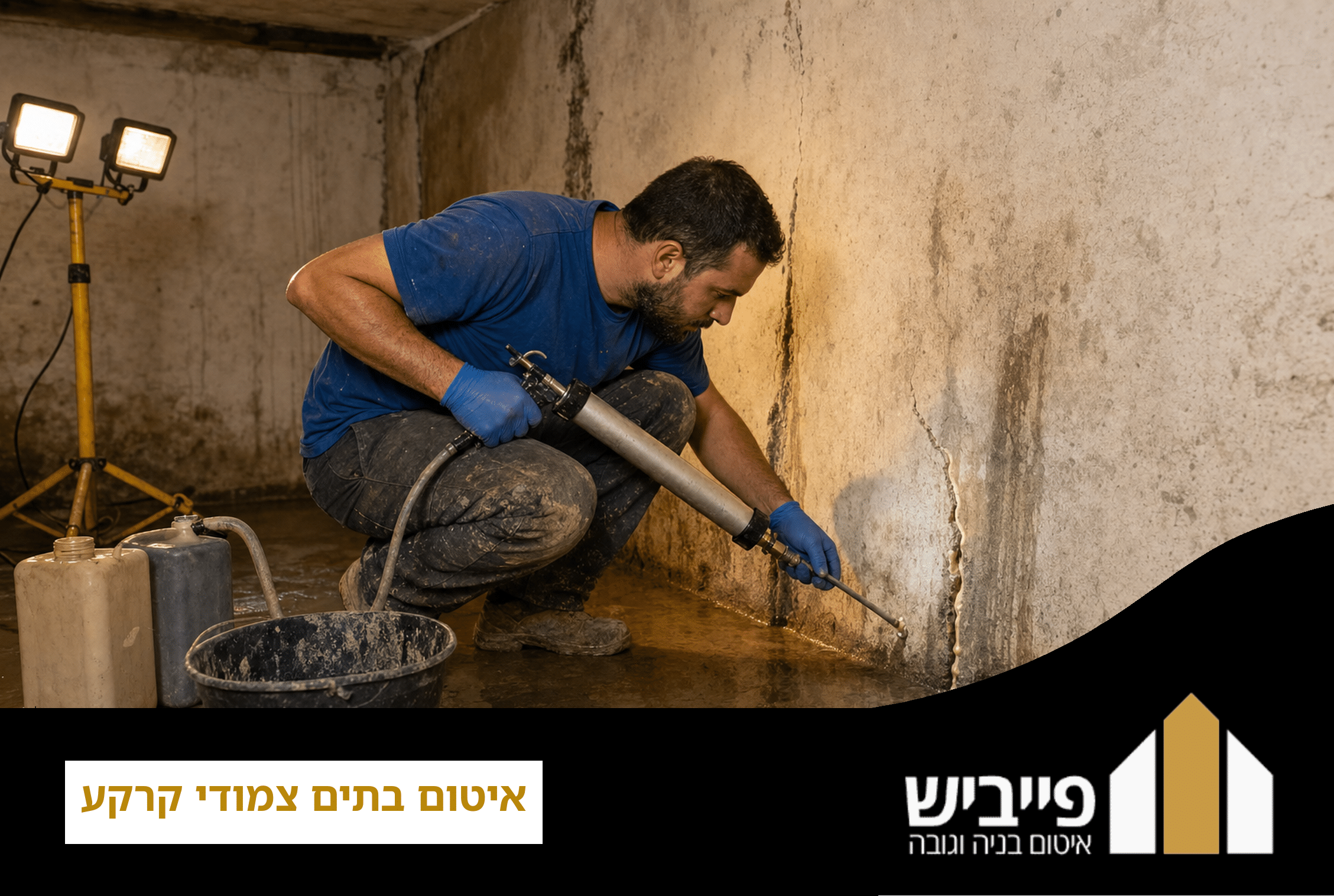 יישום יריעות ביטומניות על קיר חיצוני של בית צמוד קרקע — פרויקט איטום מקצועי של פייביש