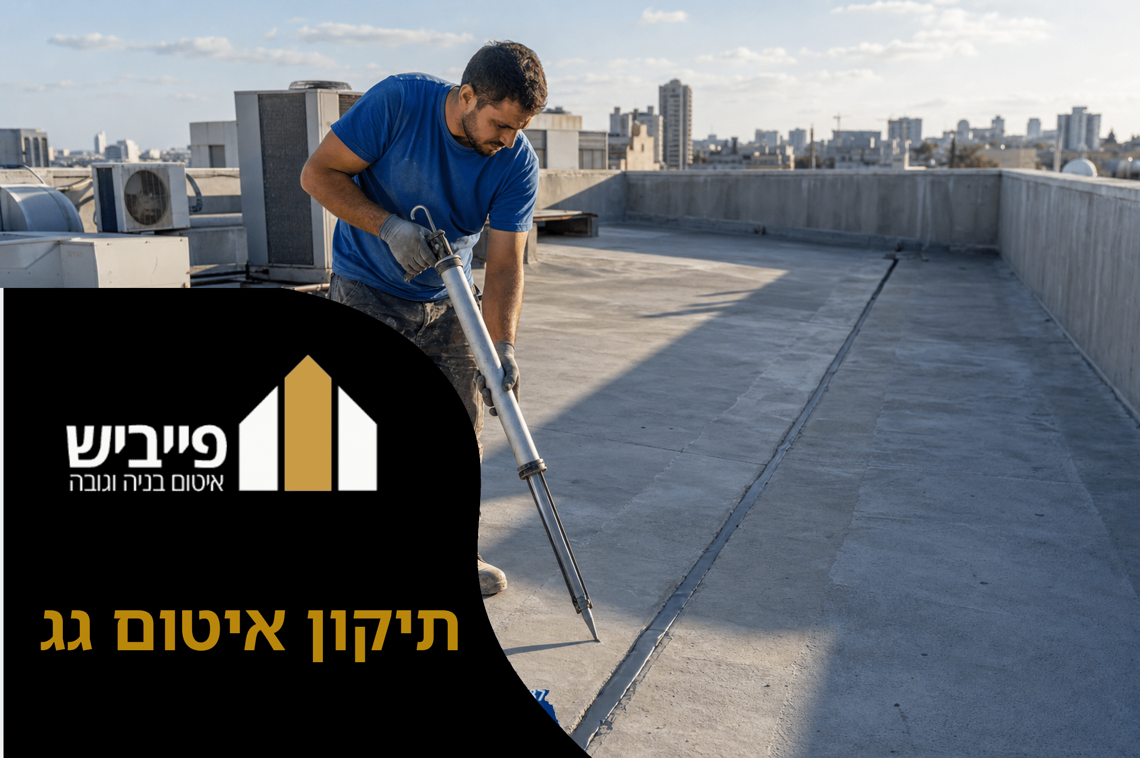 נזילה מגג שטוח בתקרה פנימית — כתם רטיבות חום שנוצר מכשל באיטום הגג, דורש תיקון מיידי