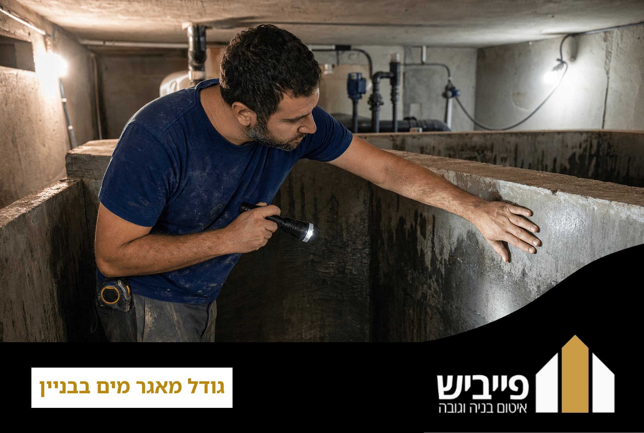 מאגר מים בבניין תת-קרקעי עם איטום פנימי תקין ומכסה אטום לשמירה על איכות המים