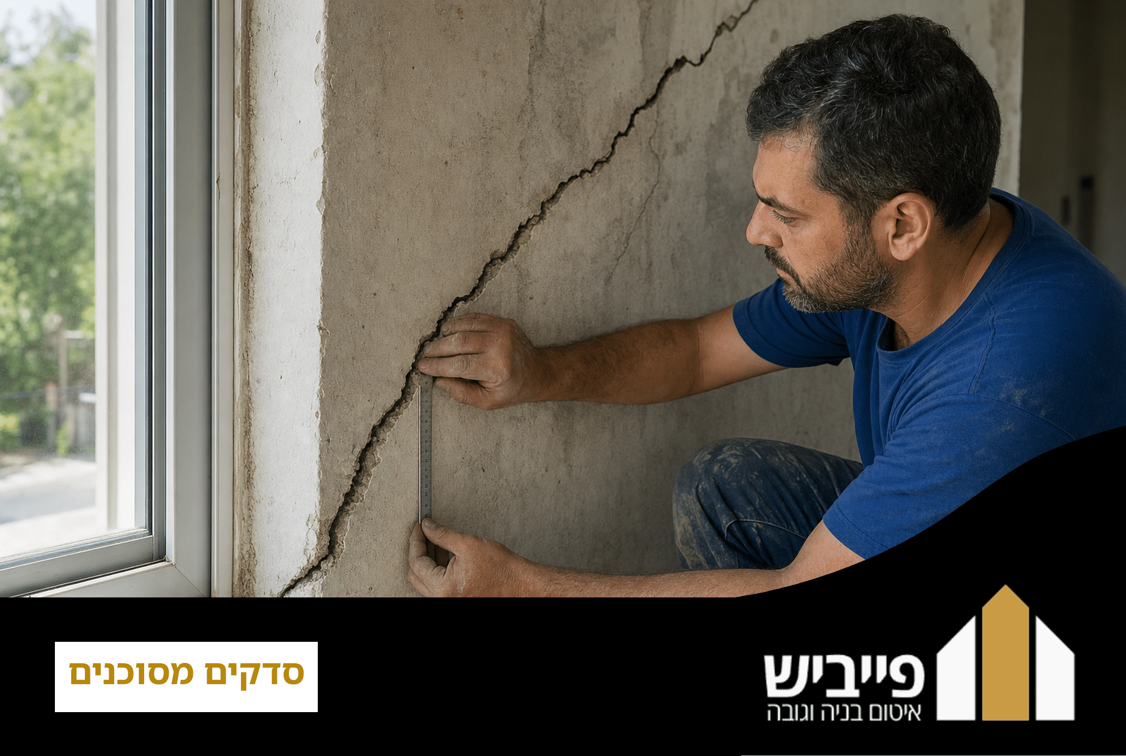 סדקים מסוכנים בקיר בטון — זיהוי וטיפול מקצועי על ידי פייביש איטום בנייה וגובה