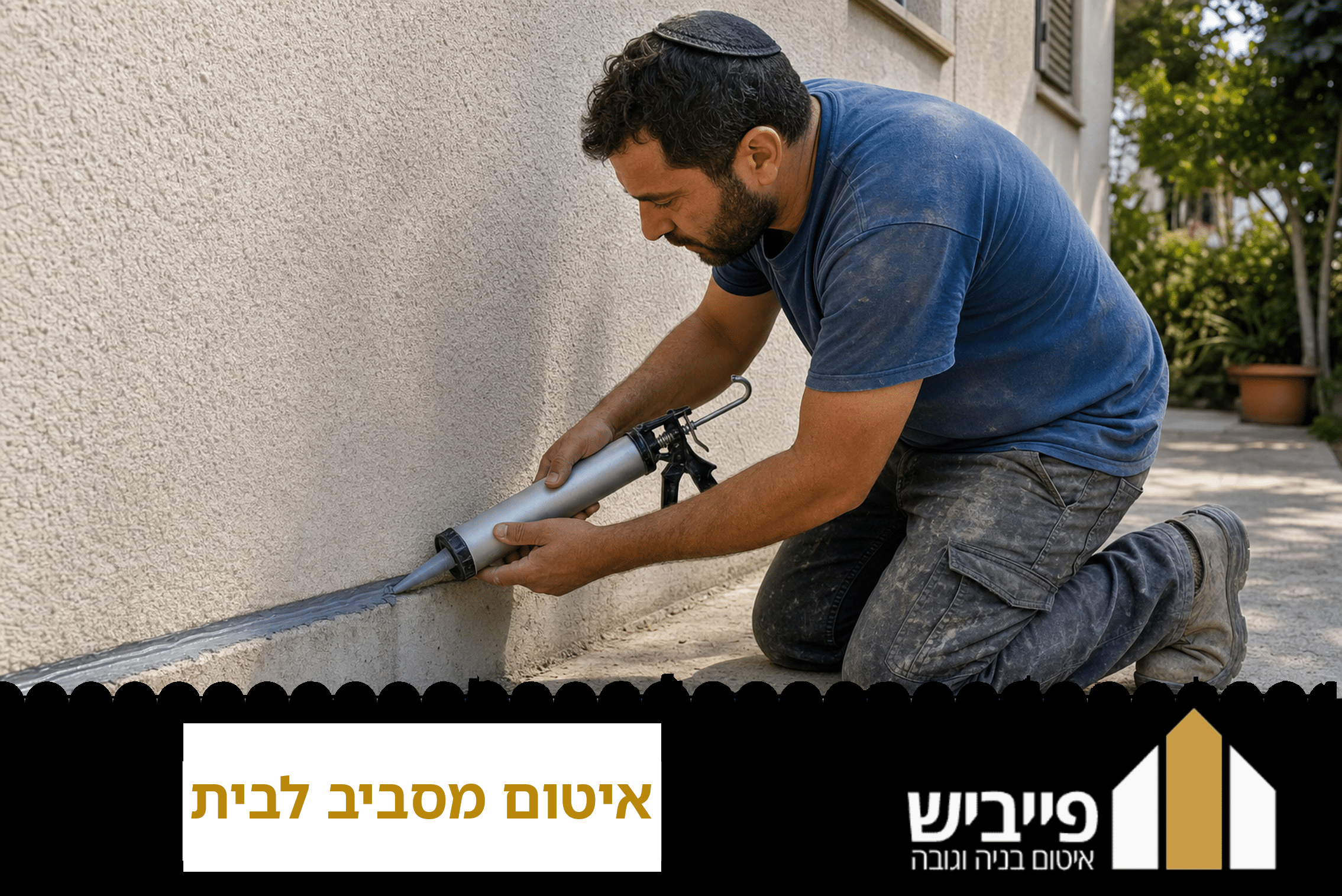 קבלן מבצע איטום מקצועי מסביב לבית חיצוני עם ציפוי ממברנה לעמידות מים ארוכת טווח