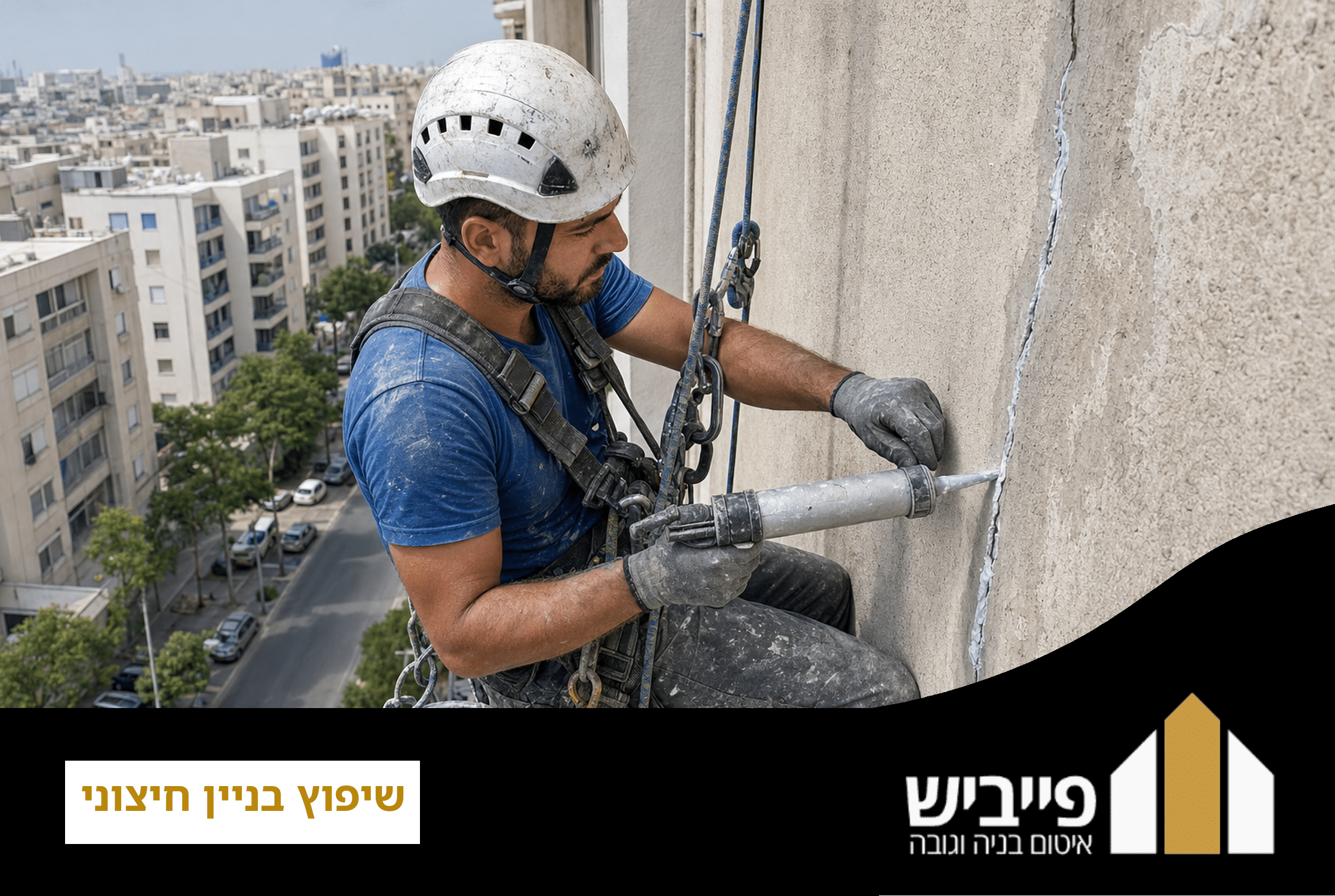 שיפוץ בניין חיצוני בסנפלינג מקצועי על ידי פייביש, קבלן רשום עם אחריות 7 שנים