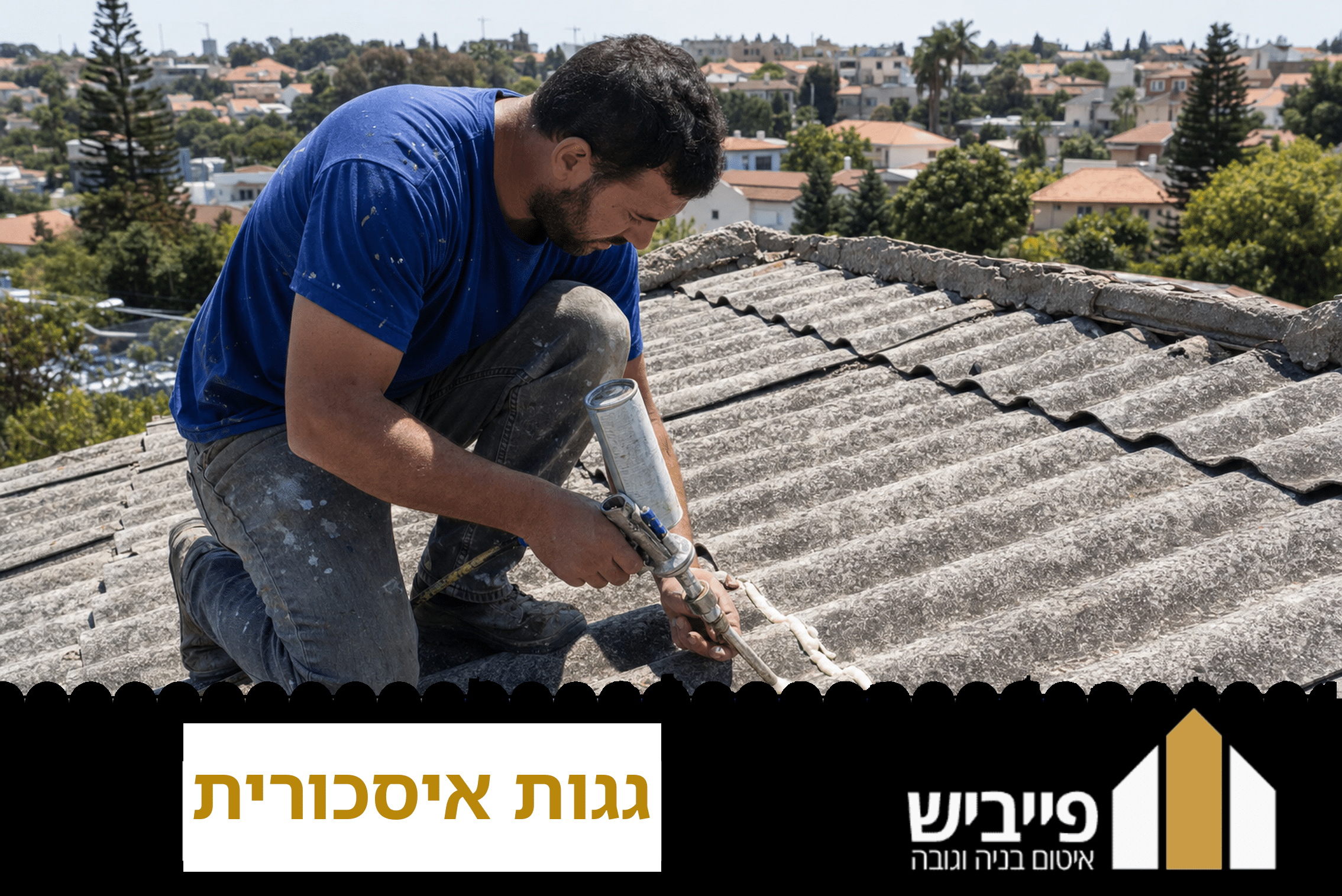 גג איסכורית עם רעפים בצבע אפור לאחר ביצוע איטום מקצועי בשיטת פוליאוריטן על ידי פייביש