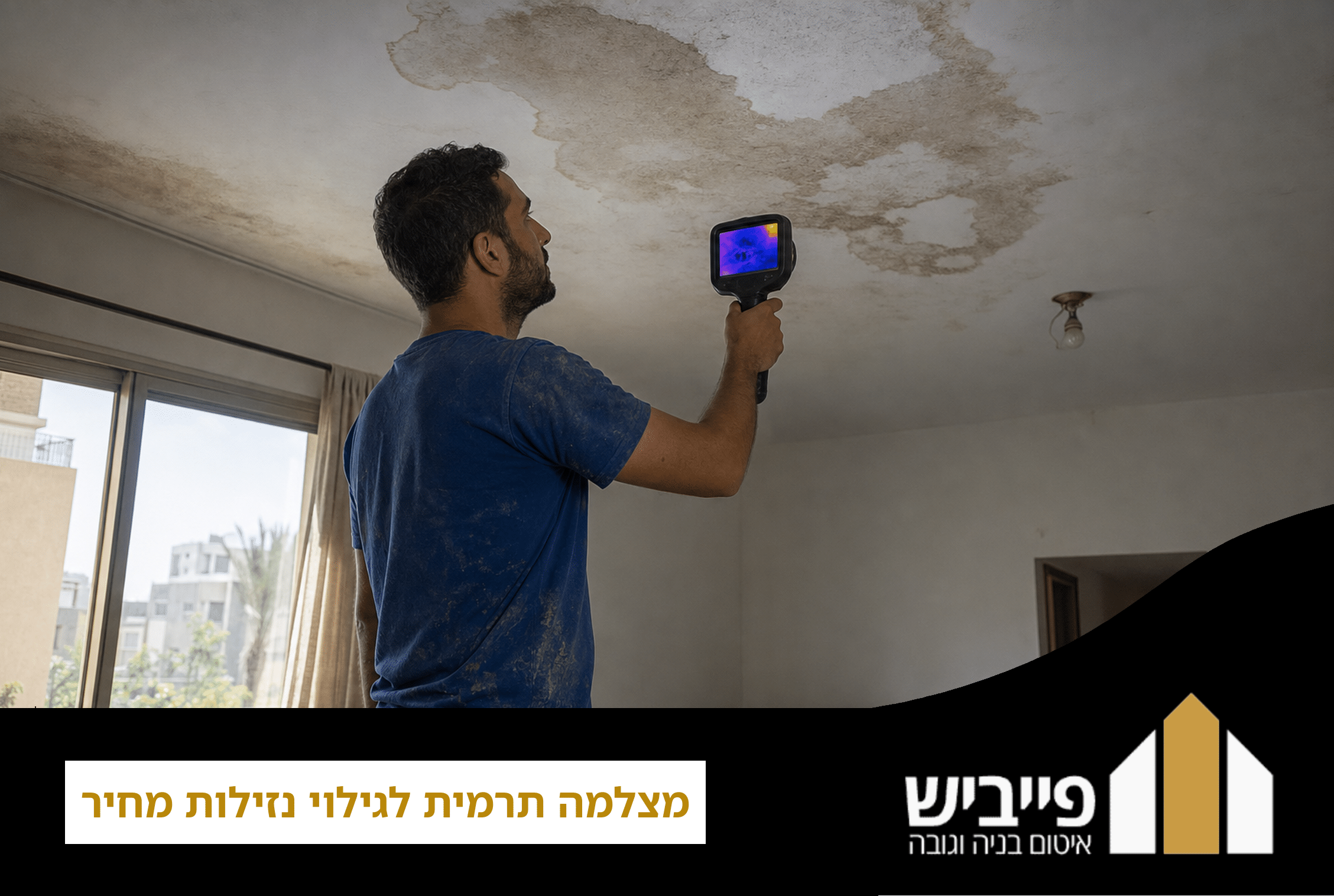 מצלמה תרמית מזהה נזילות בקיר — בדיקת חדירת מים עם טכנולוגיה מתקדמת על ידי פייביש איטום