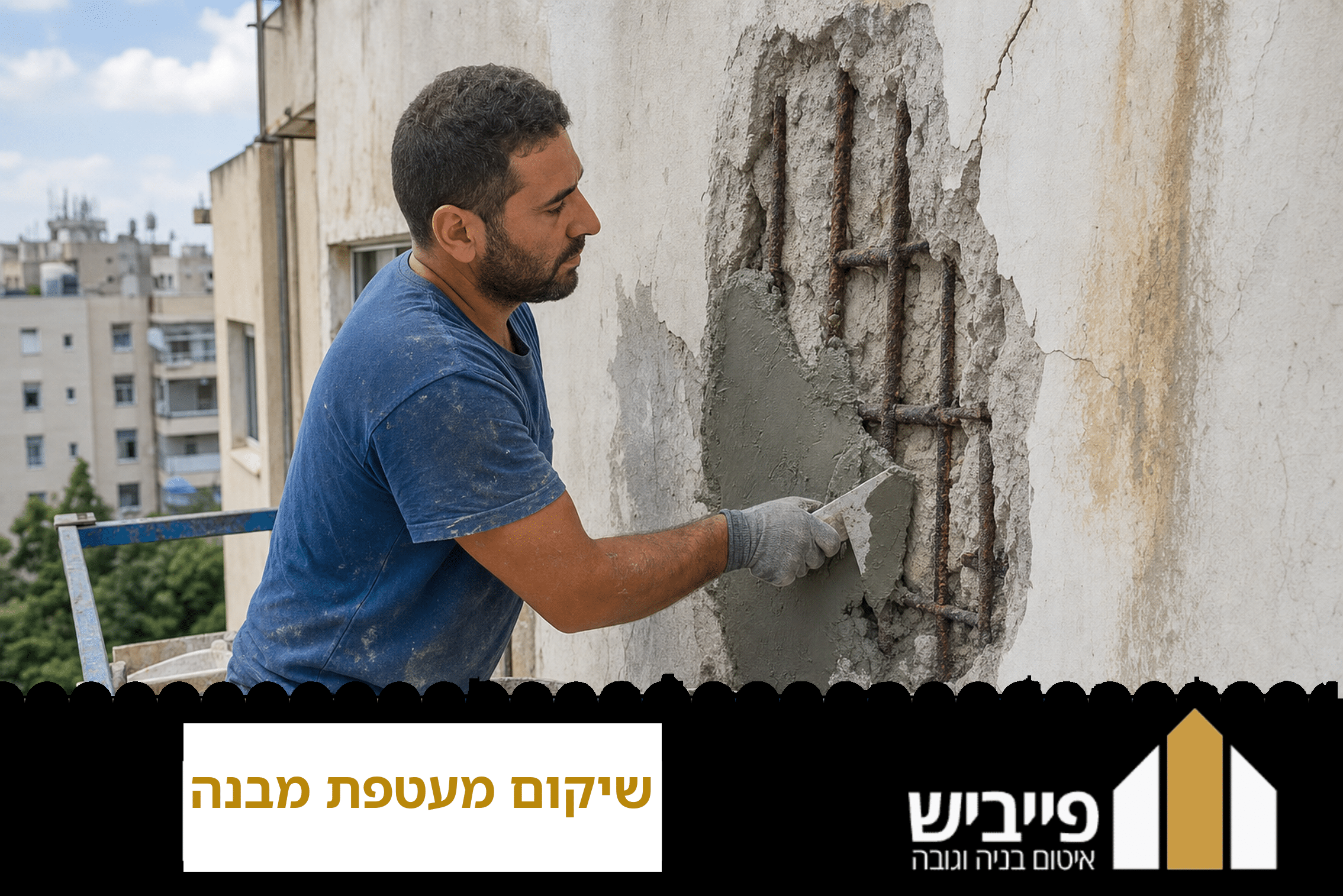 שיקום מעטפת מבנה מקצועי — תיקון סדקים וטיח חיצוני על חזית בניין רב-קומות, עבודה בסנפלינג עם אחריות 7 שנים