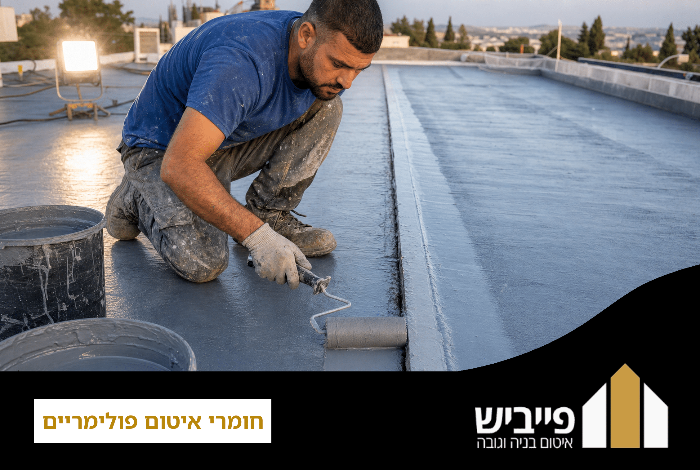 שכבת פוליאוריטן אחידה על משטח גג שטוח, ביצוע מקצועי בטכנולוגיה מתקדמת לאיטום חומרים פולימריים