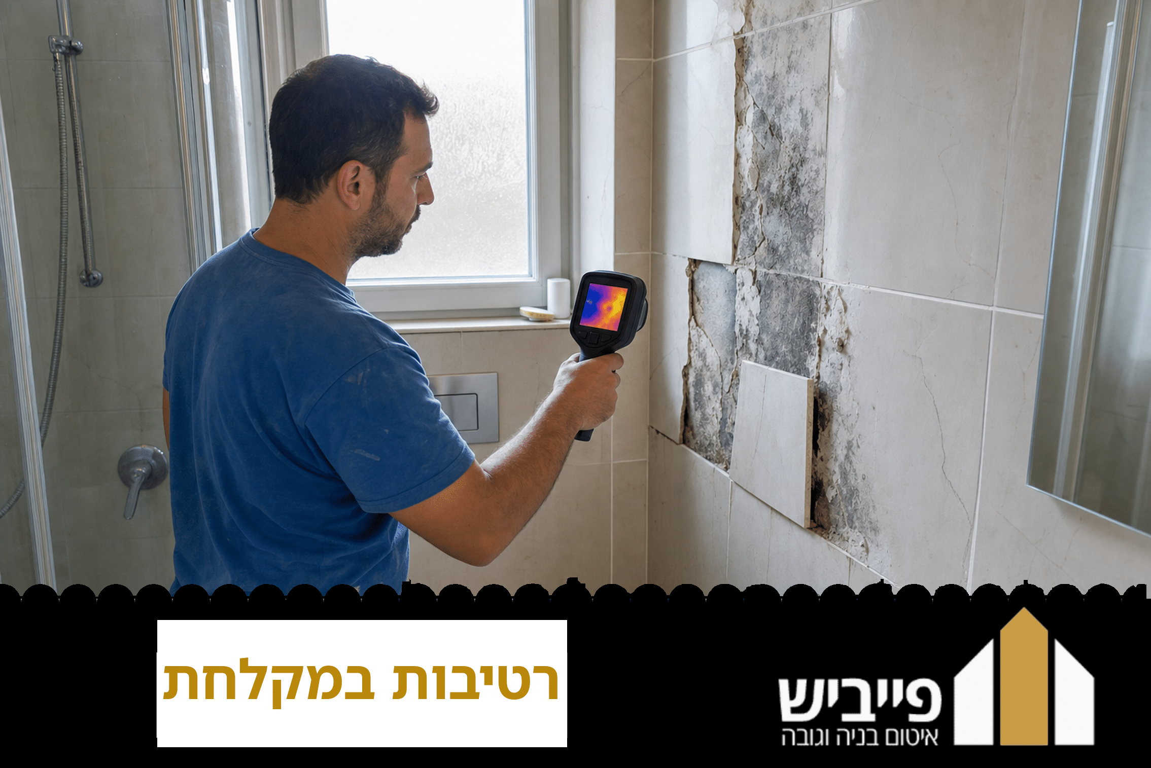 טיפול ברטיבות במקלחת — קבלן איטום ממרח שכבת איטום גמיש בפינות המקלחת למניעת חדירת מים ועובש