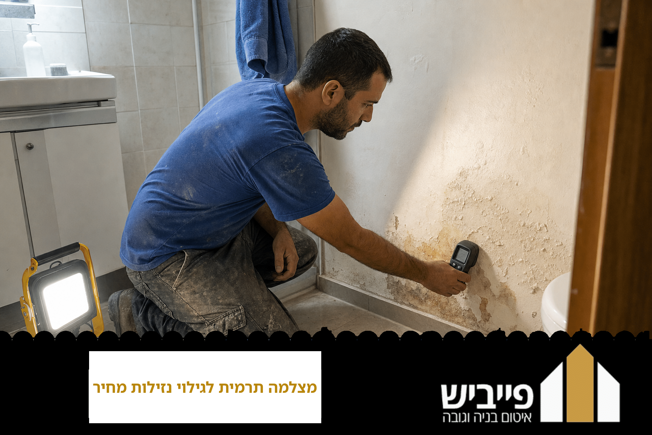 דוח בדיקה תרמית לאיתור נזילות — תמונת מצלמה תרמית עם סימון מקור הדליפה במחיר משתלם על ידי פייביש