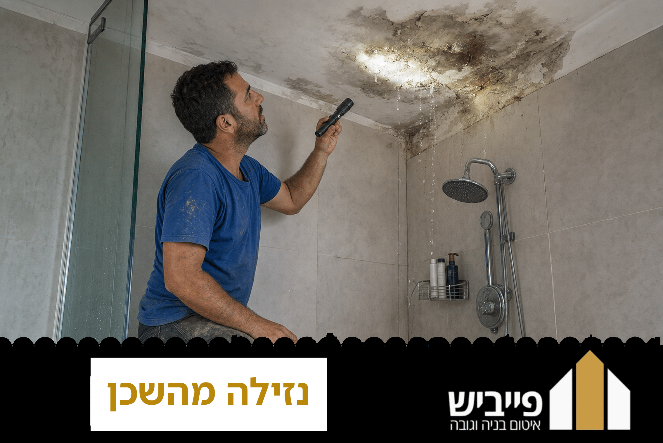 איתור מקור נזילה מהשכן בשיטת תרמוגרפיה — מומחה פייביש מזהה אזור רטיבות בתקרה