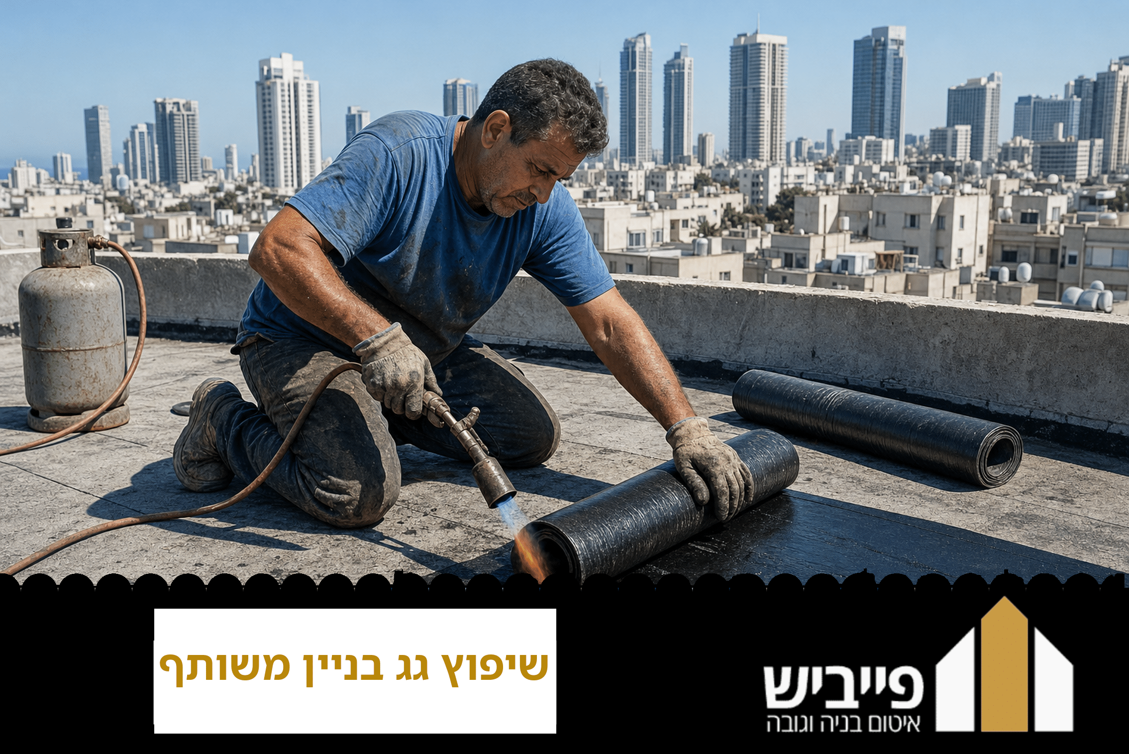 שיפוץ גג בניין משותף — קבלן מבצע איטום יריעות ביטומניות על גג בטון בירושלים