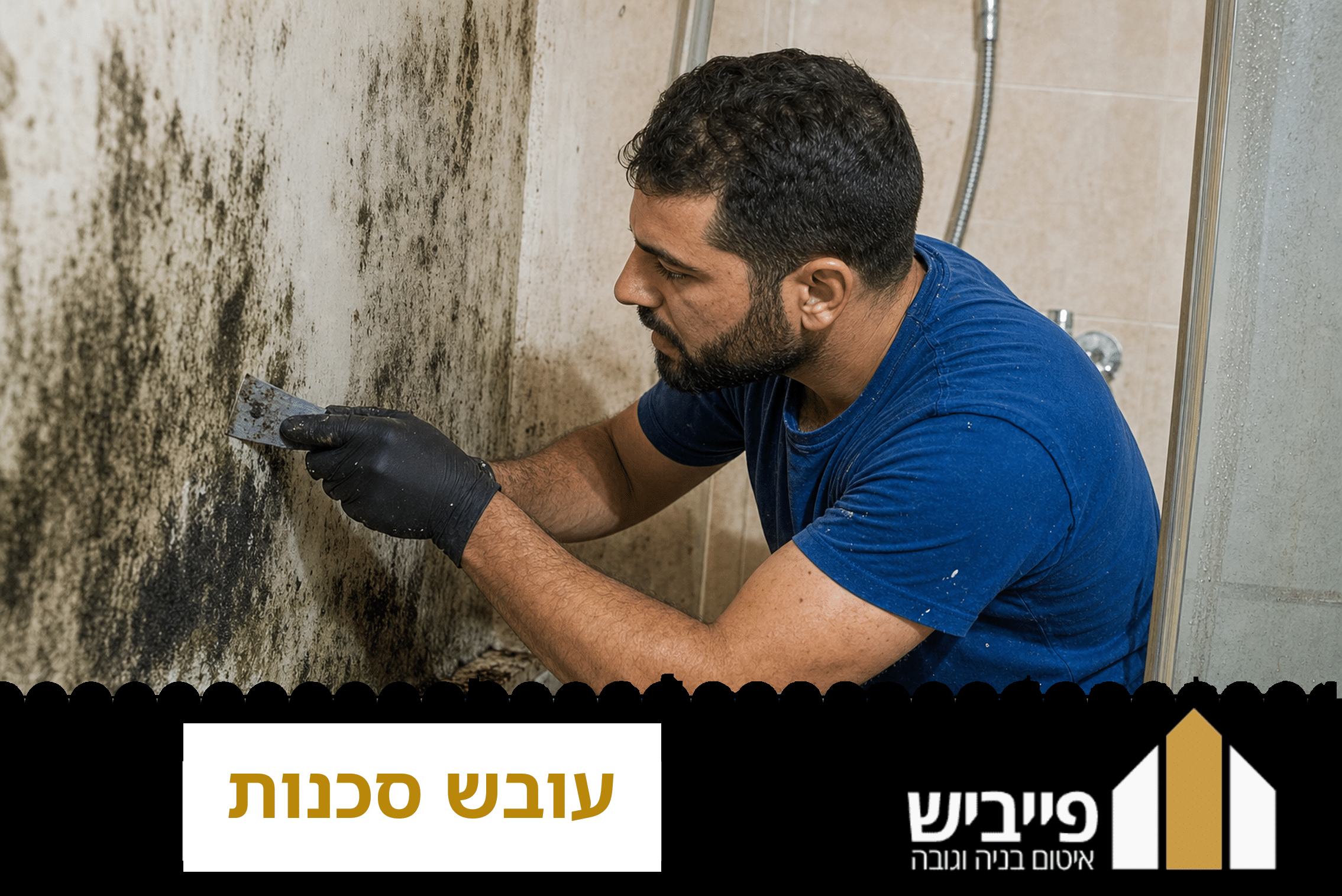 כתם עובש שחור על קיר בית עם סימני רטיבות — עובש סכנות לבריאות ולמבנה