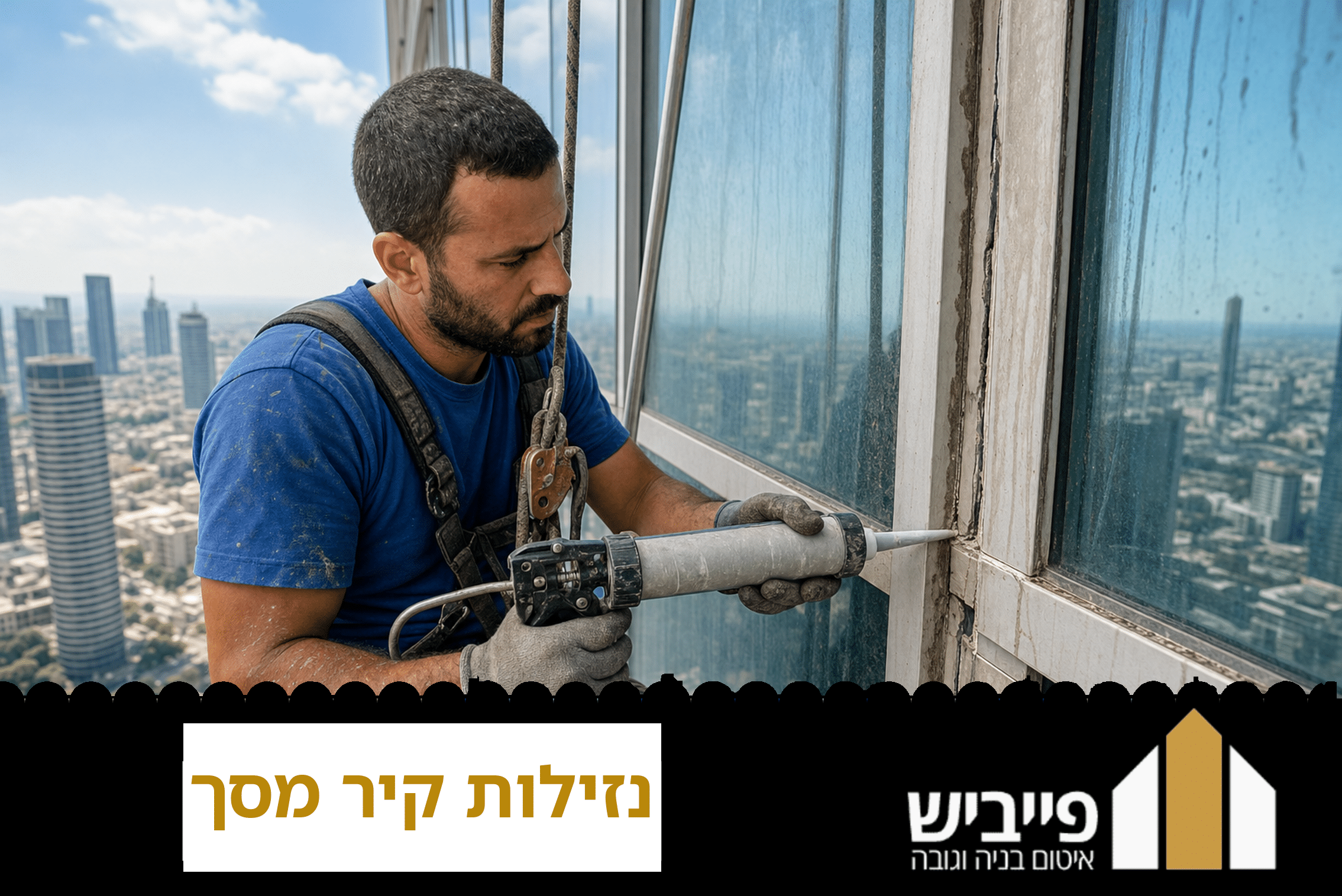 נזילות קיר מסך בבניין רב קומות — כתמי רטיבות וסדקים באיטום המ