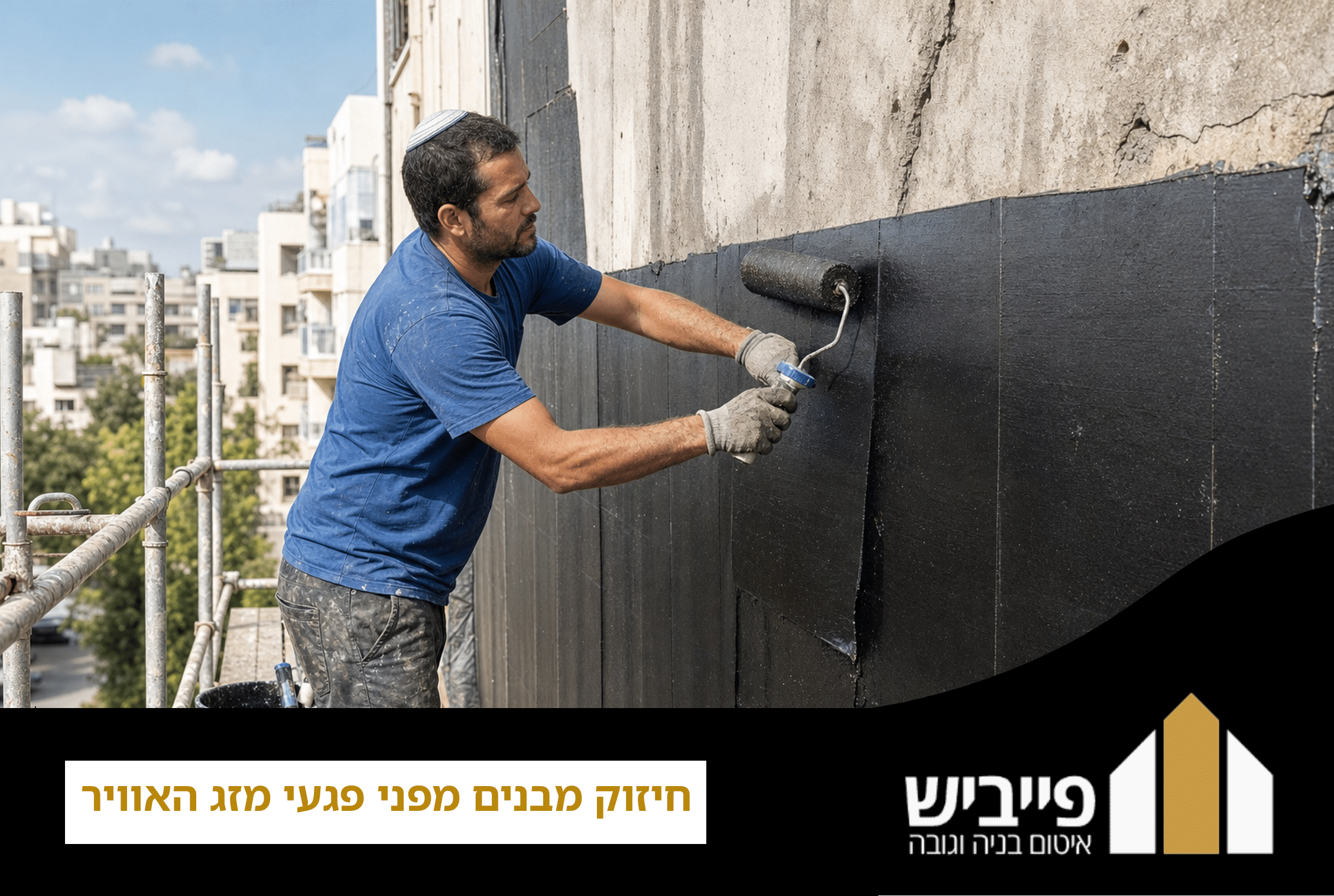 חיזוק מבנים מפני פגעי מזג האוויר — עבודות איטום וסנפלינג על חזית בניין רב-קומות