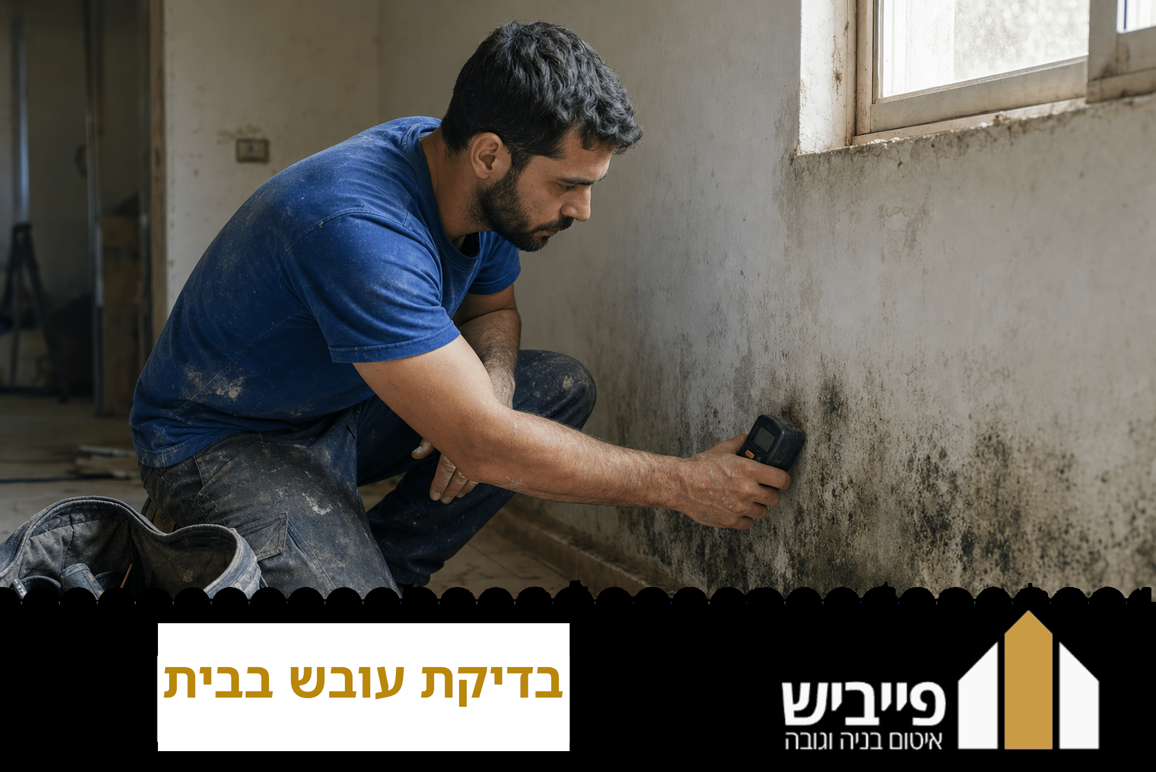 בדיקת עובש בבית מקצועית עם ציוד מתקדם למדידת לחות ואיתור עובש נסתר — פייביש איטום וגובה
