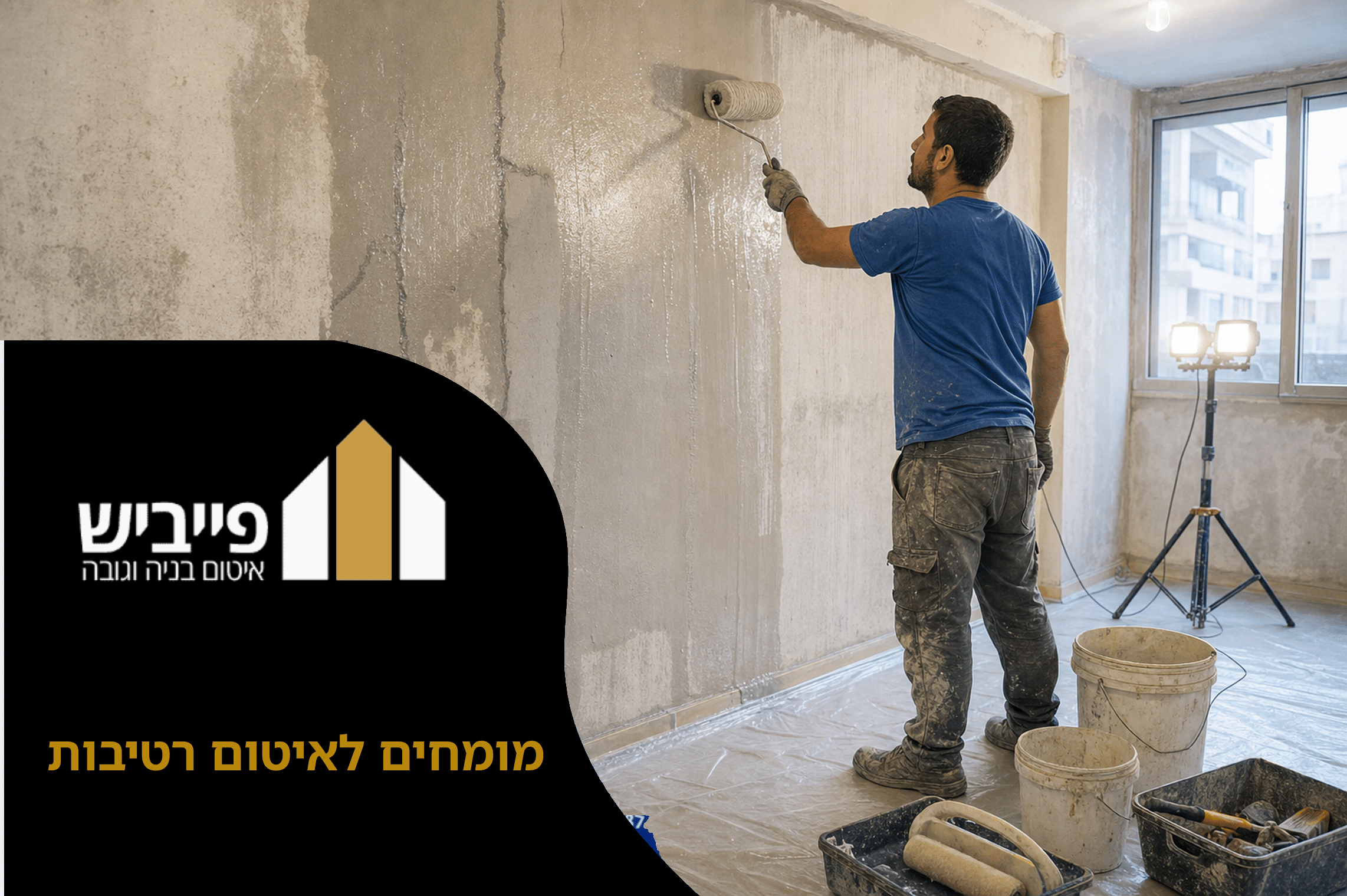 קבלן מוסמך מבצע איטום מקצועי נגד רטיבות בקיר חיצוני של בניין מגורים