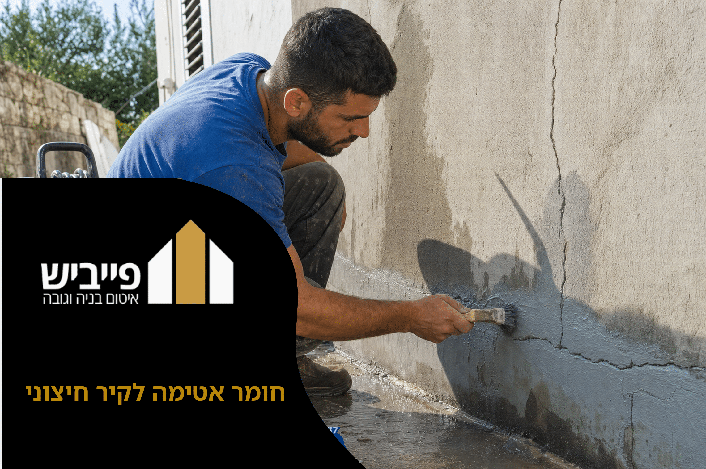 מריחת חומר אטימה לקיר חיצוני בשכבה אחידה על קיר בטון, כולל פריימר ושכבת גמר אלסטית