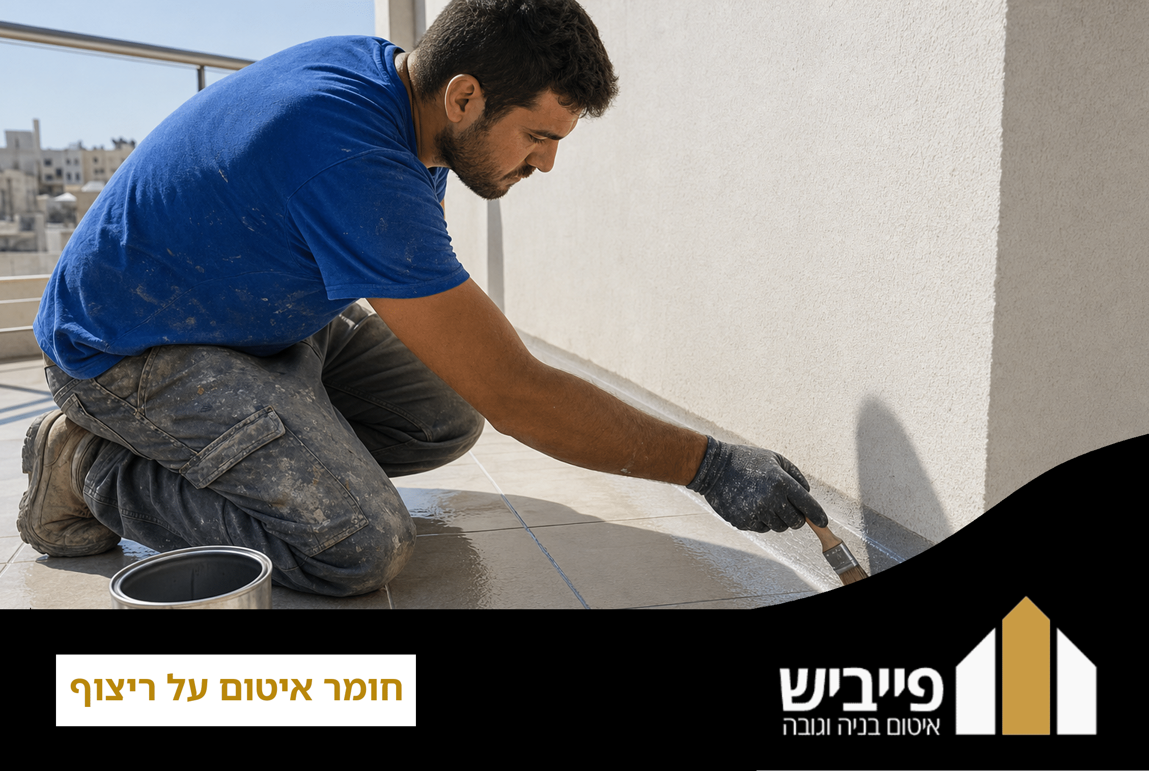 ריצוף מרפסת מרוצף לאחר יישום איטום על ריצוף, משטח מוגן עם ציפוי אטום למים