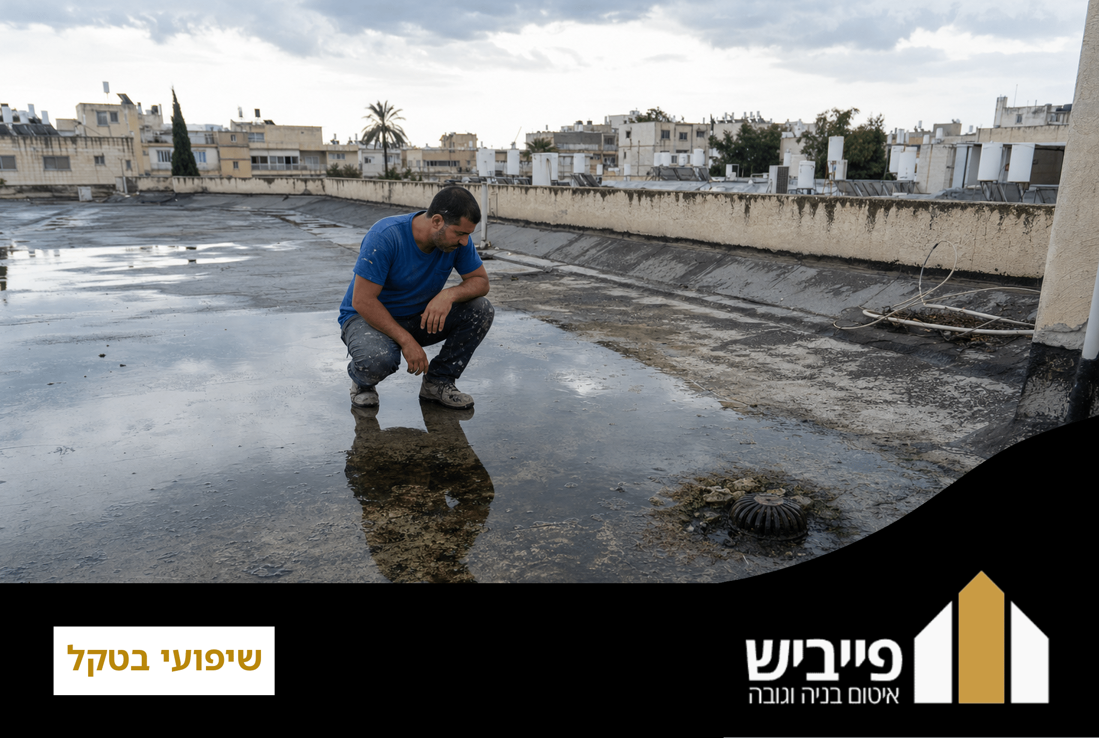 יציקת בטקל מקצועית עם שיפוע מתוכנן לאיטום גג שטוח ארוך טווח ללא נזילות