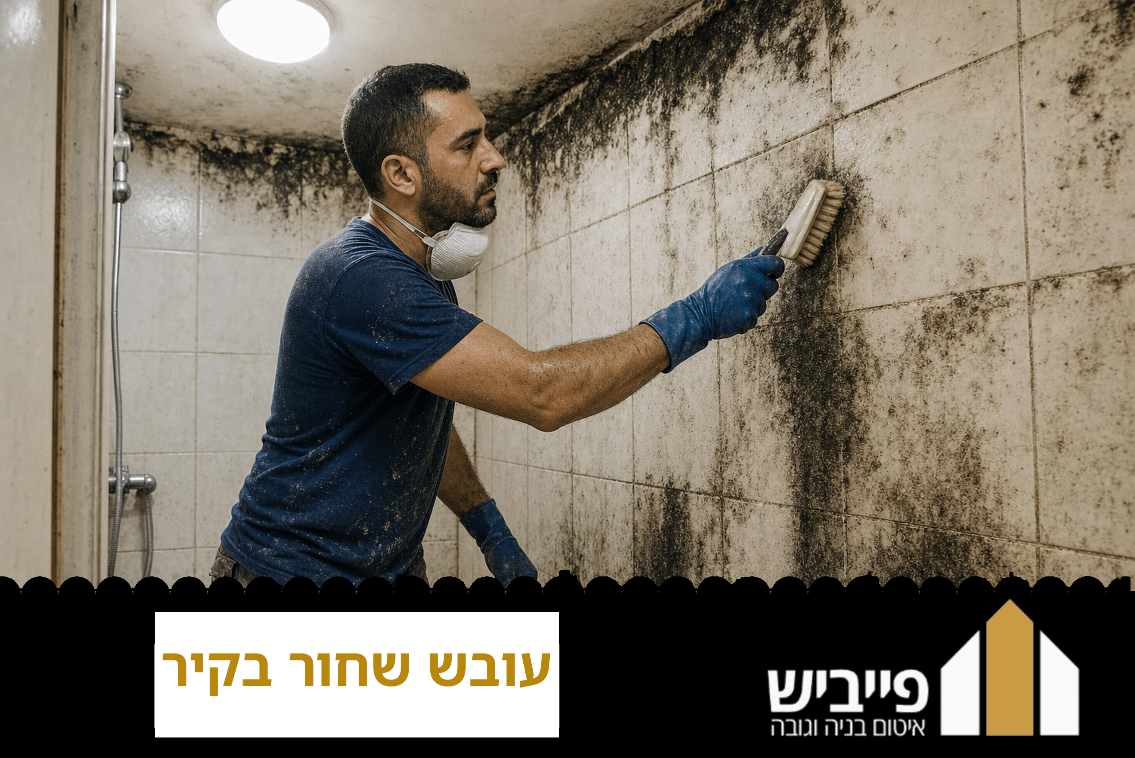 עובש שחור על קיר לבן ליד חלון, תוצאה של קונדנסציה ואוורור לקוי המצריכים טיפול מיידי למניעת נזק בריאותי