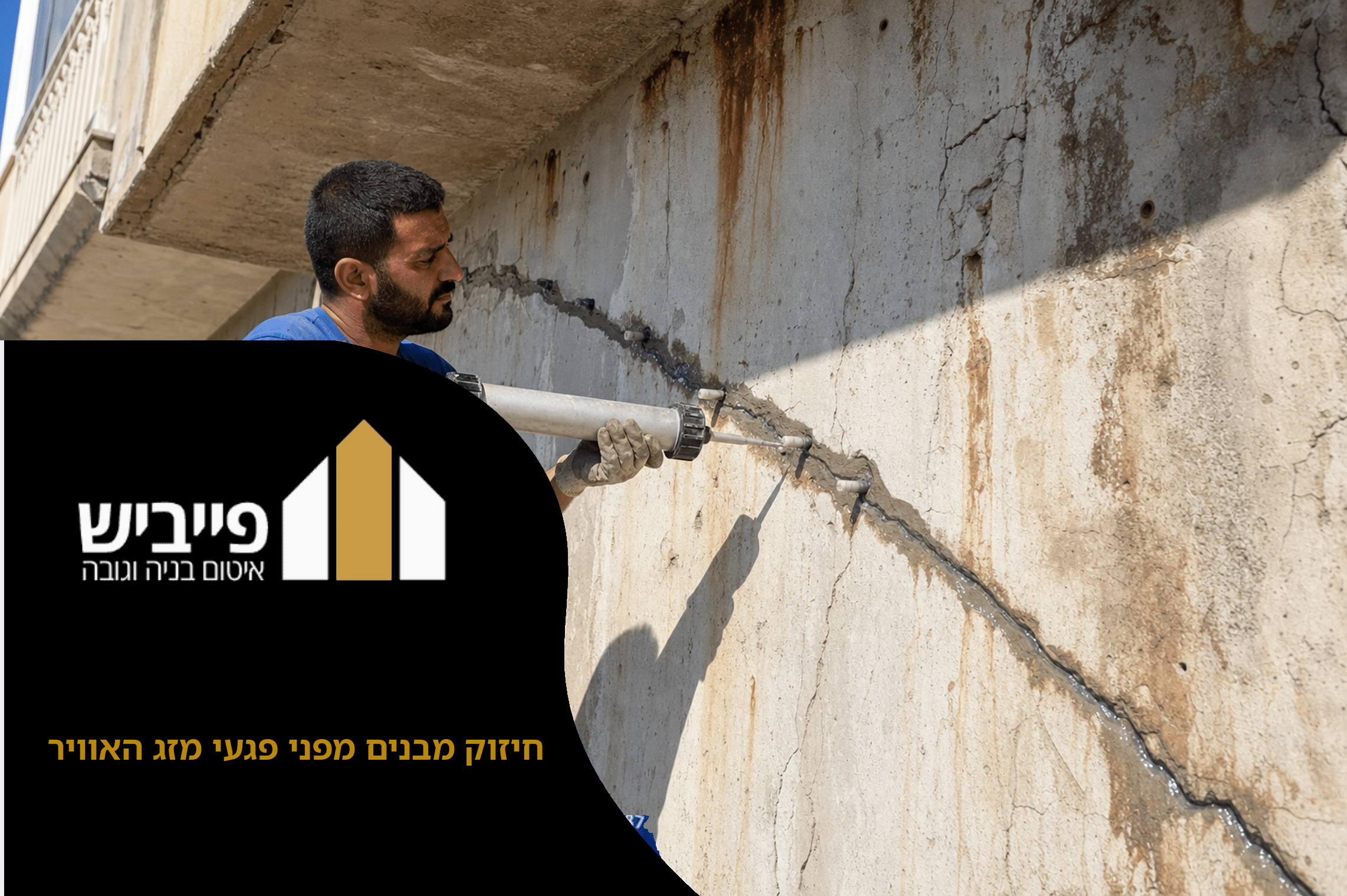 שיקום בטון וחיזוק מבנים מפני נזקי גשם — קבלן מקצועי מבצע טיפול מונע בגובה