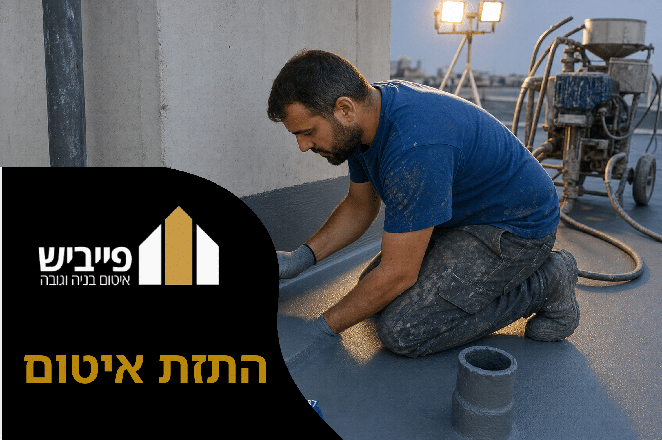 שכבת התזת איטום רציפה על מרפסת עם חיזוקים בנקודות ניקוז — פייביש קבלן רשום 38555