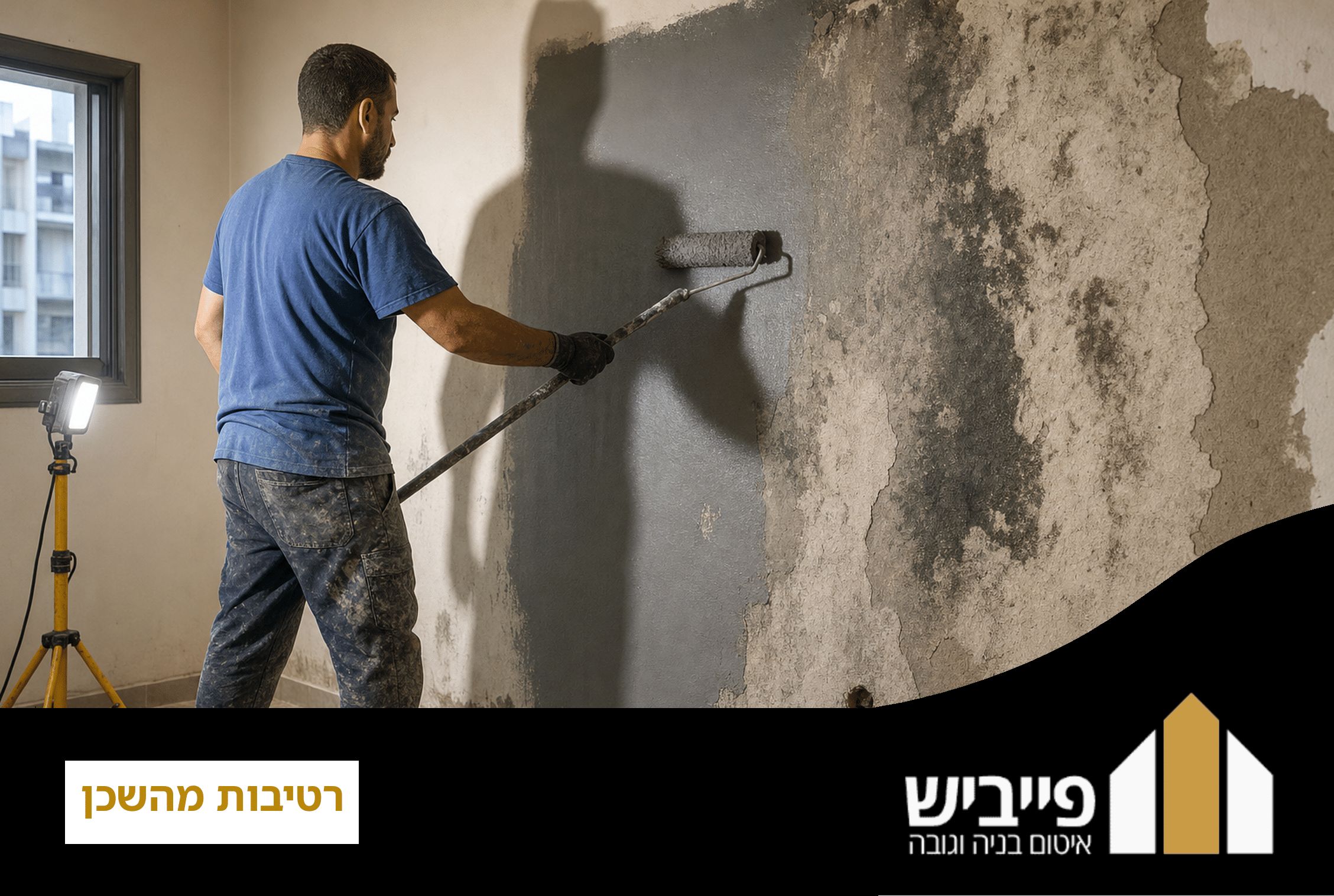 טיפול ברטיבות מהשכן באמצעות איטום שלילי וממברנת הגנה על קיר פנימי